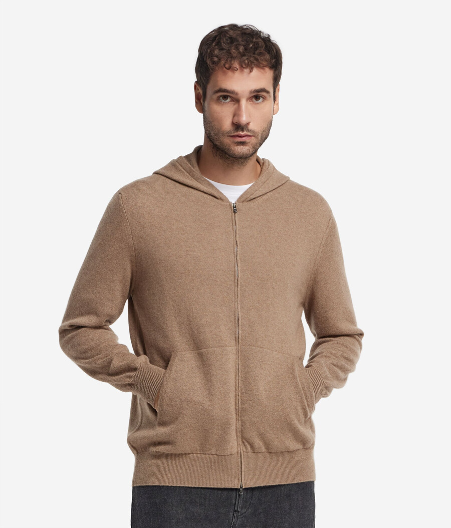 sudadera de cachemira ultrasuave con cremallera completa
