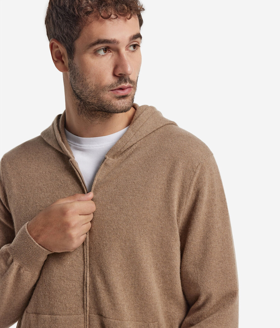 sudadera de cachemira ultrasuave con cremallera completa