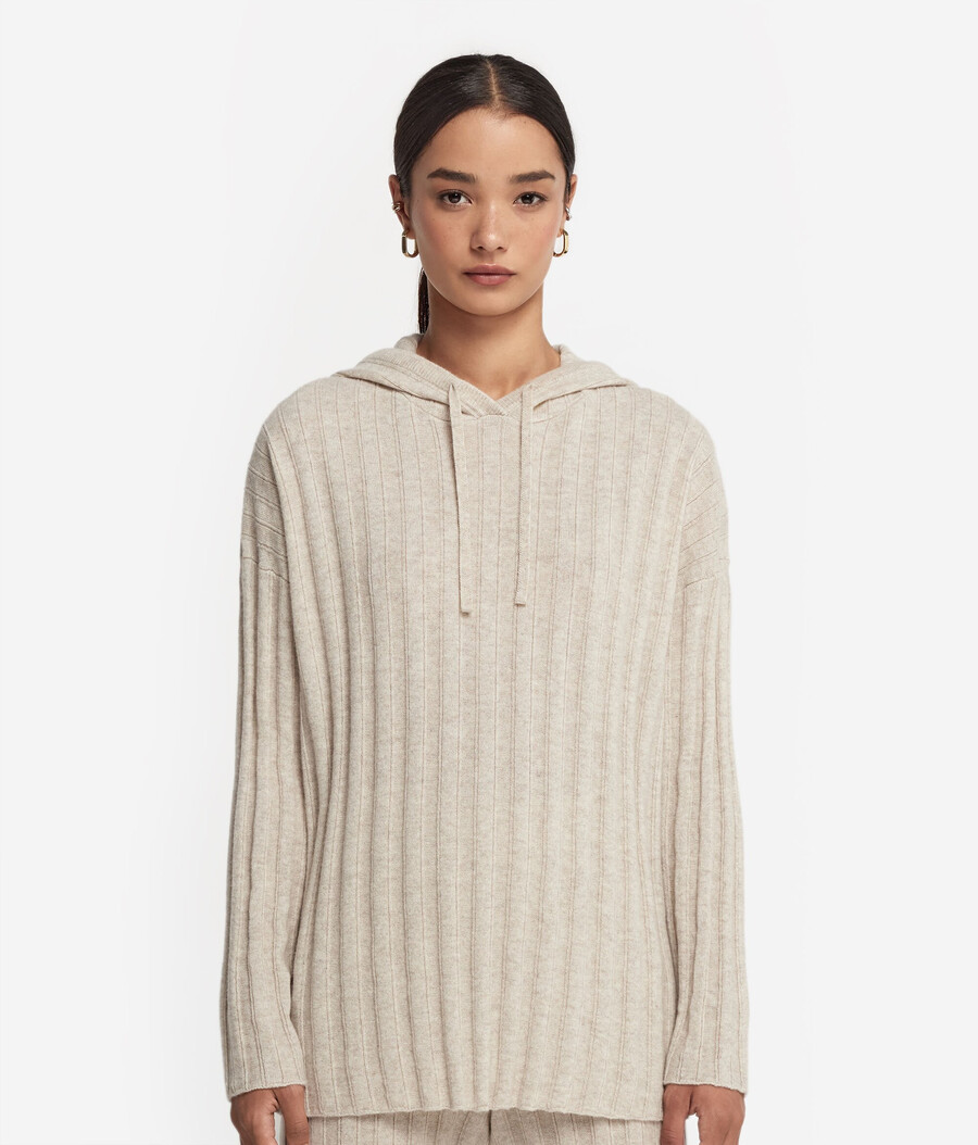 sudadera de cachemira ultrasuave acanalada