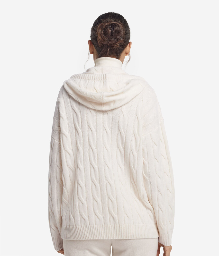 sudadera de cachemira ultrasuave de punto cable con cremallera