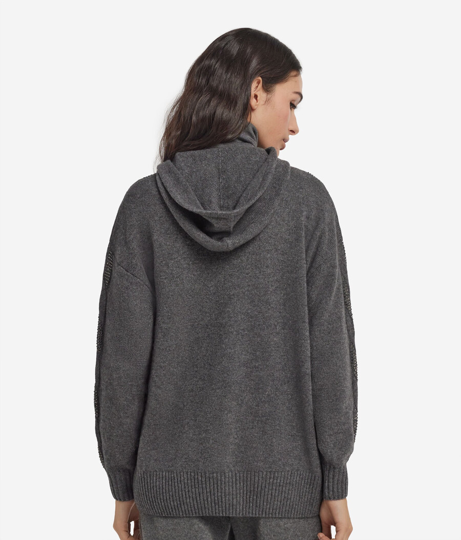 sudadera de cachemira ultrasuave con punto trenzado y pedrería