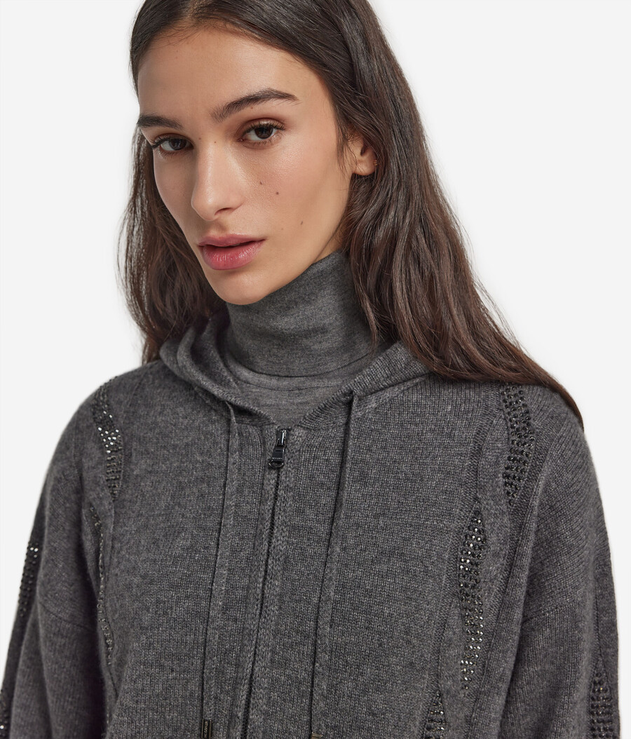 sudadera de cachemira ultrasuave con punto trenzado y pedrería