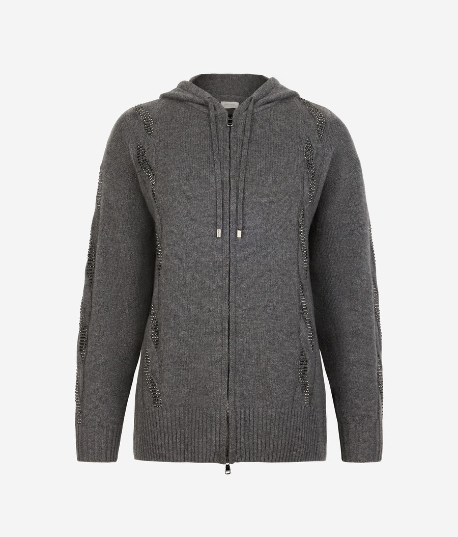 sudadera de cachemira ultrasuave con punto trenzado y pedrería