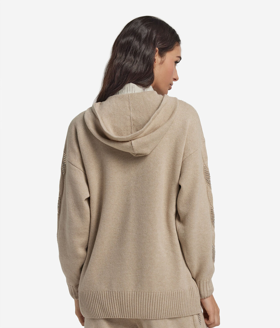 sudadera de cachemira ultrasuave con punto trenzado y pedrería
