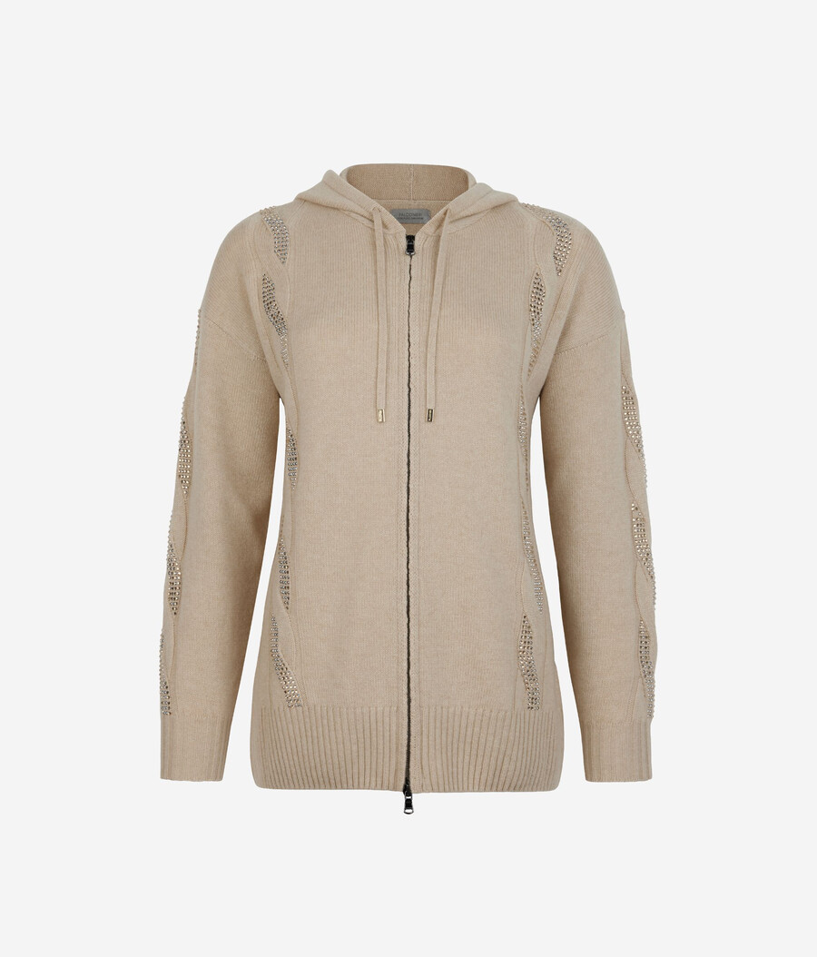 sudadera de cachemira ultrasuave con punto trenzado y pedrería