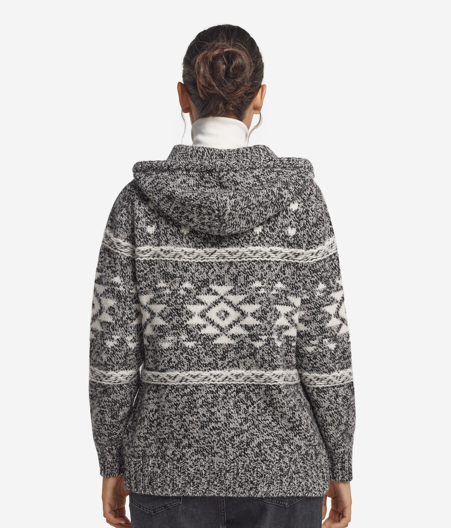 sudadera de cachemira ultrasuave con cremallera y confección en jacquard mouliné