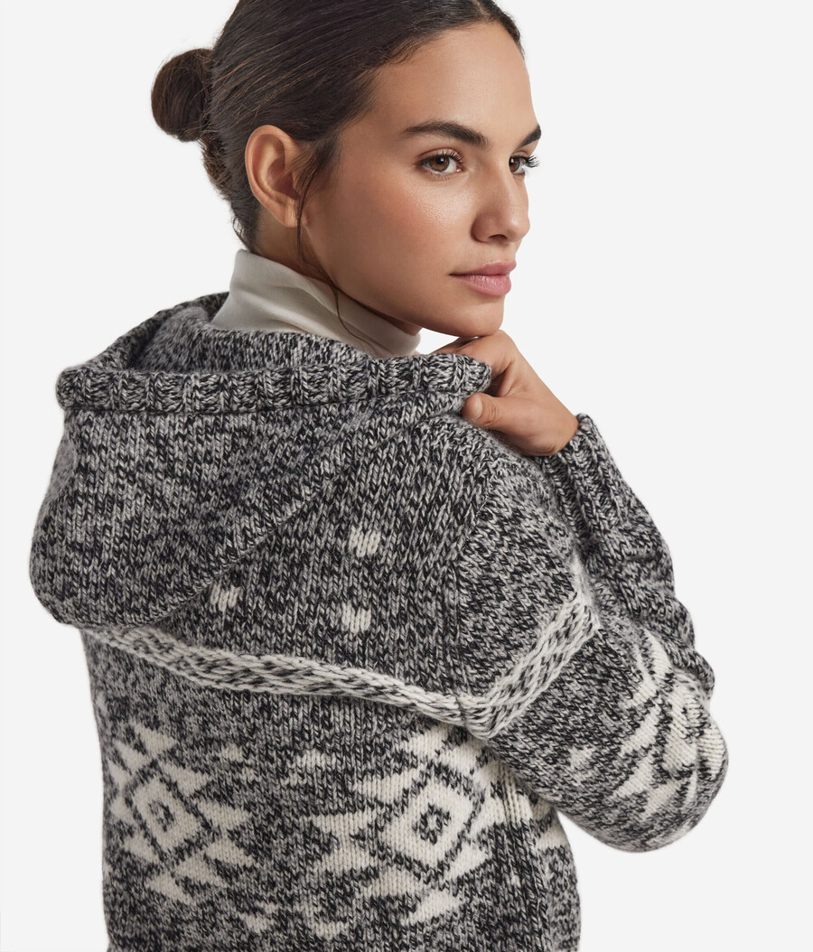 sudadera de cachemira ultrasuave con cremallera y confección en jacquard mouliné