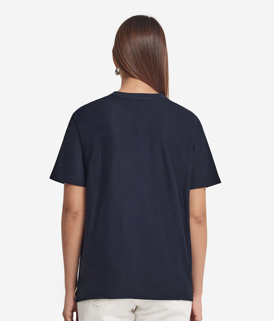 camiseta de algodón de manga corta y cuello redondo