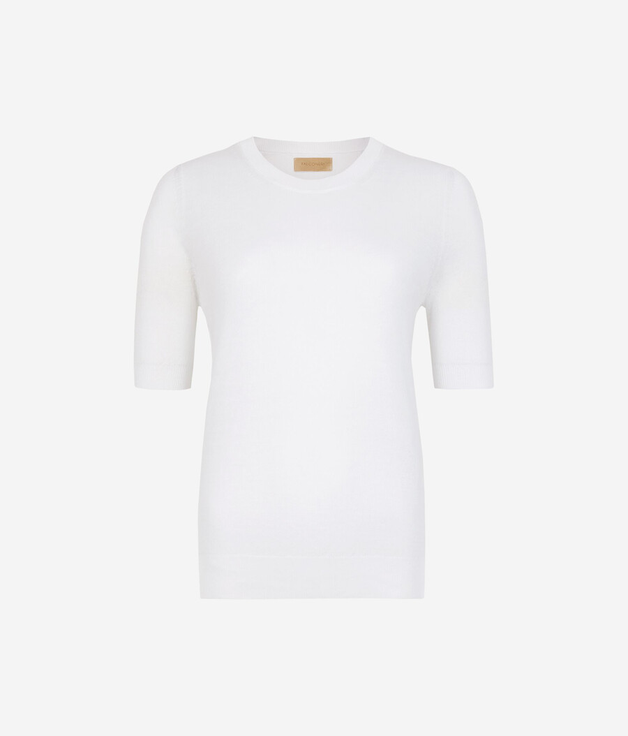 camiseta de cuello redondo de algodón y lino