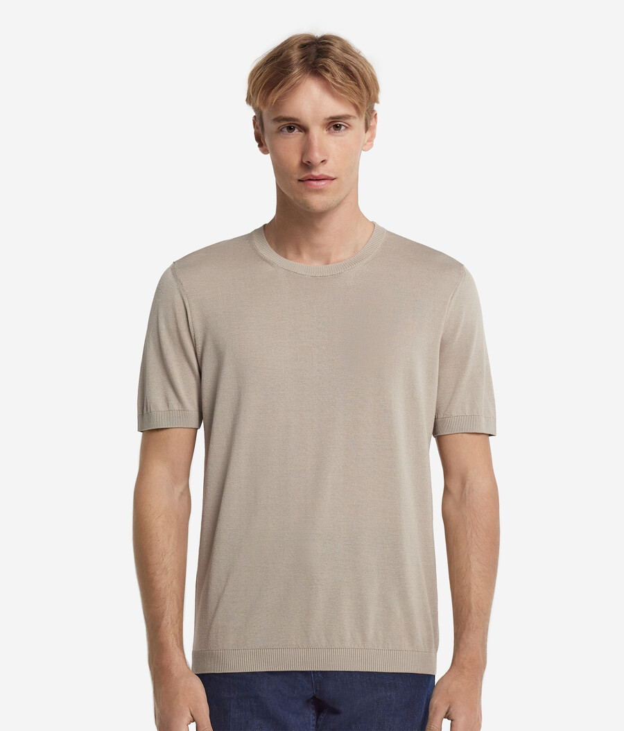 camiseta de manga corta de seda y algodón