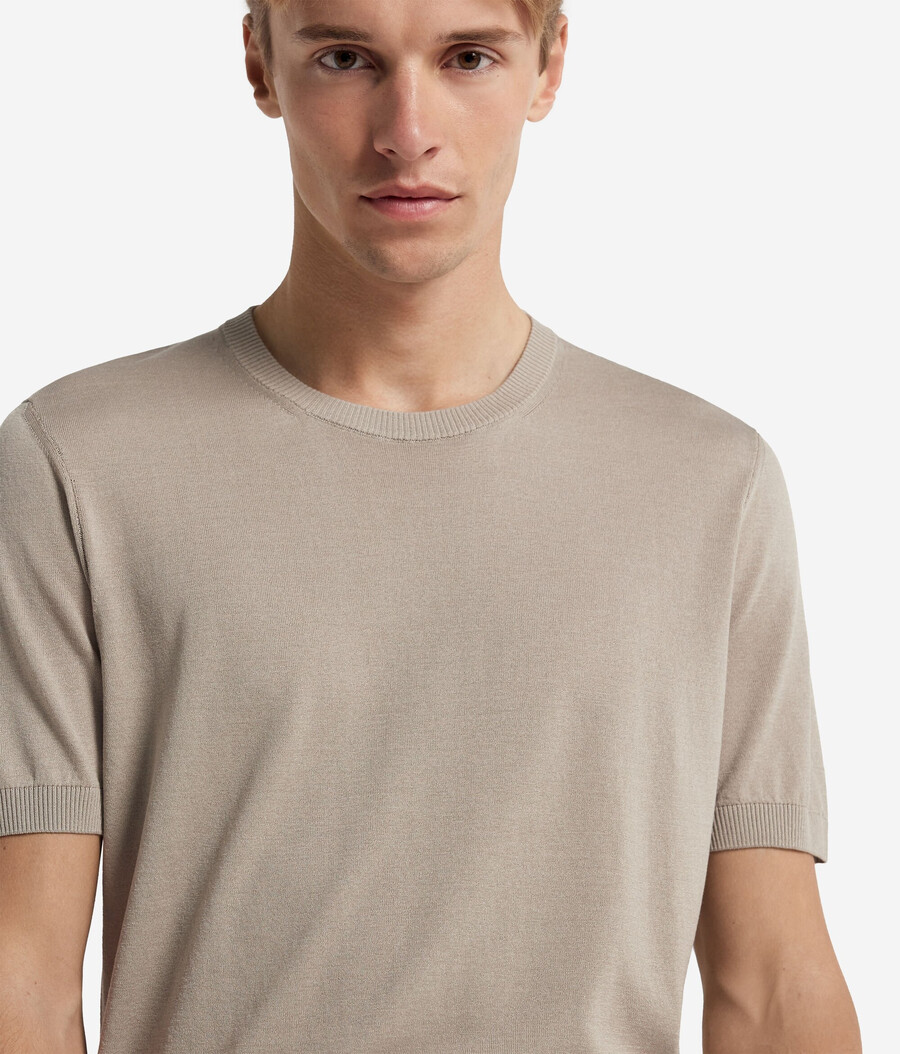 camiseta de manga corta de seda y algodón