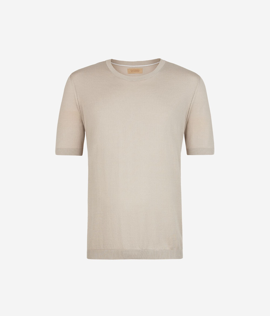 camiseta de manga corta de seda y algodón