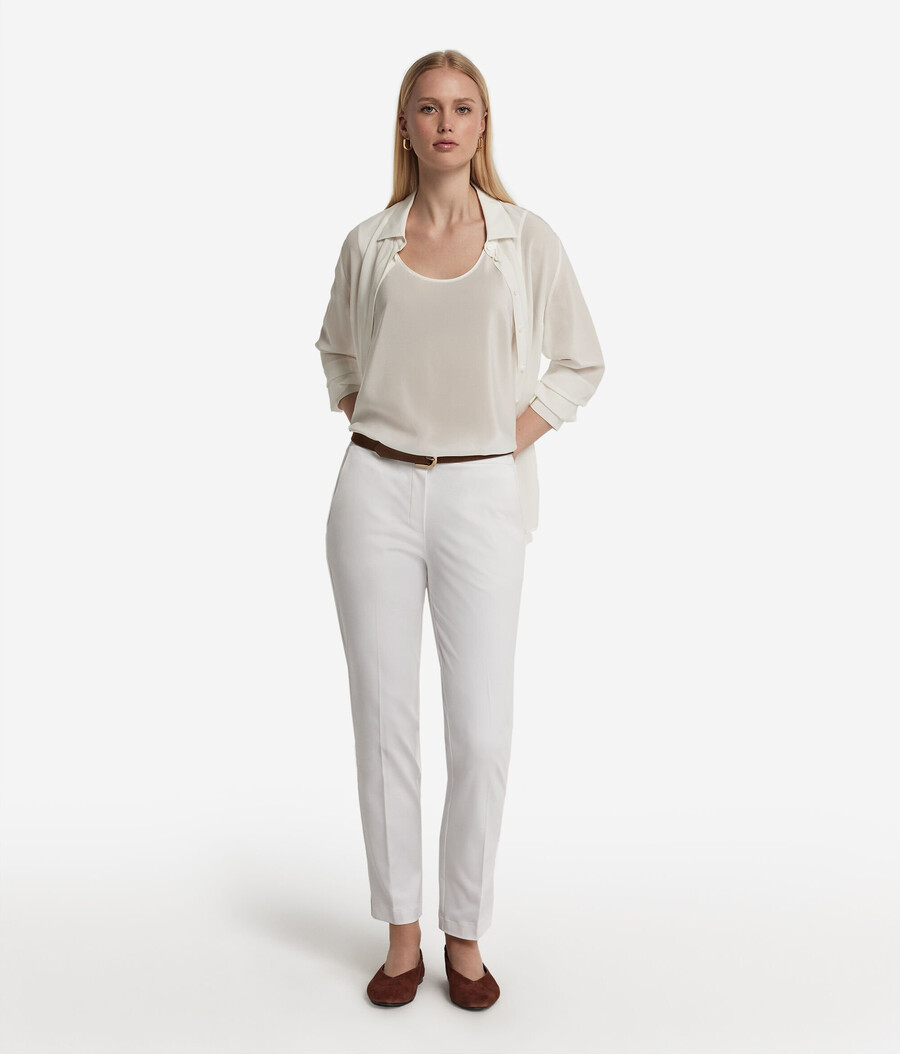 camisola de seda de cuello ancho