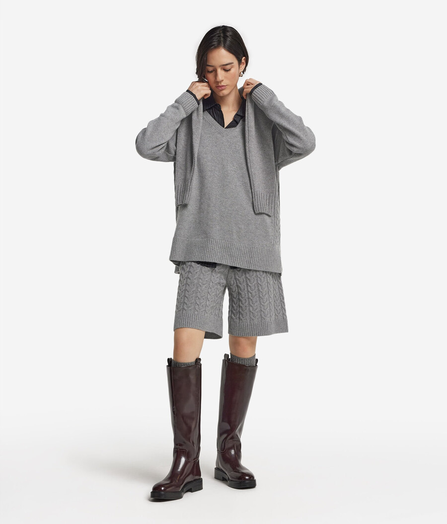 pantalones cortos de cachemira ultrasuaves con puntada trenzada