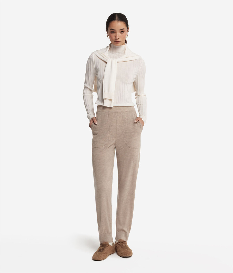 pantalones de cachemira ultrafina con puños en los tobillos