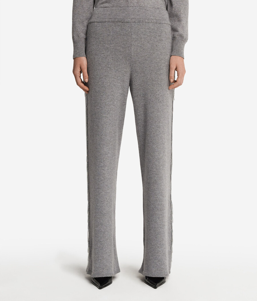 pantalones de cachemira con flecos