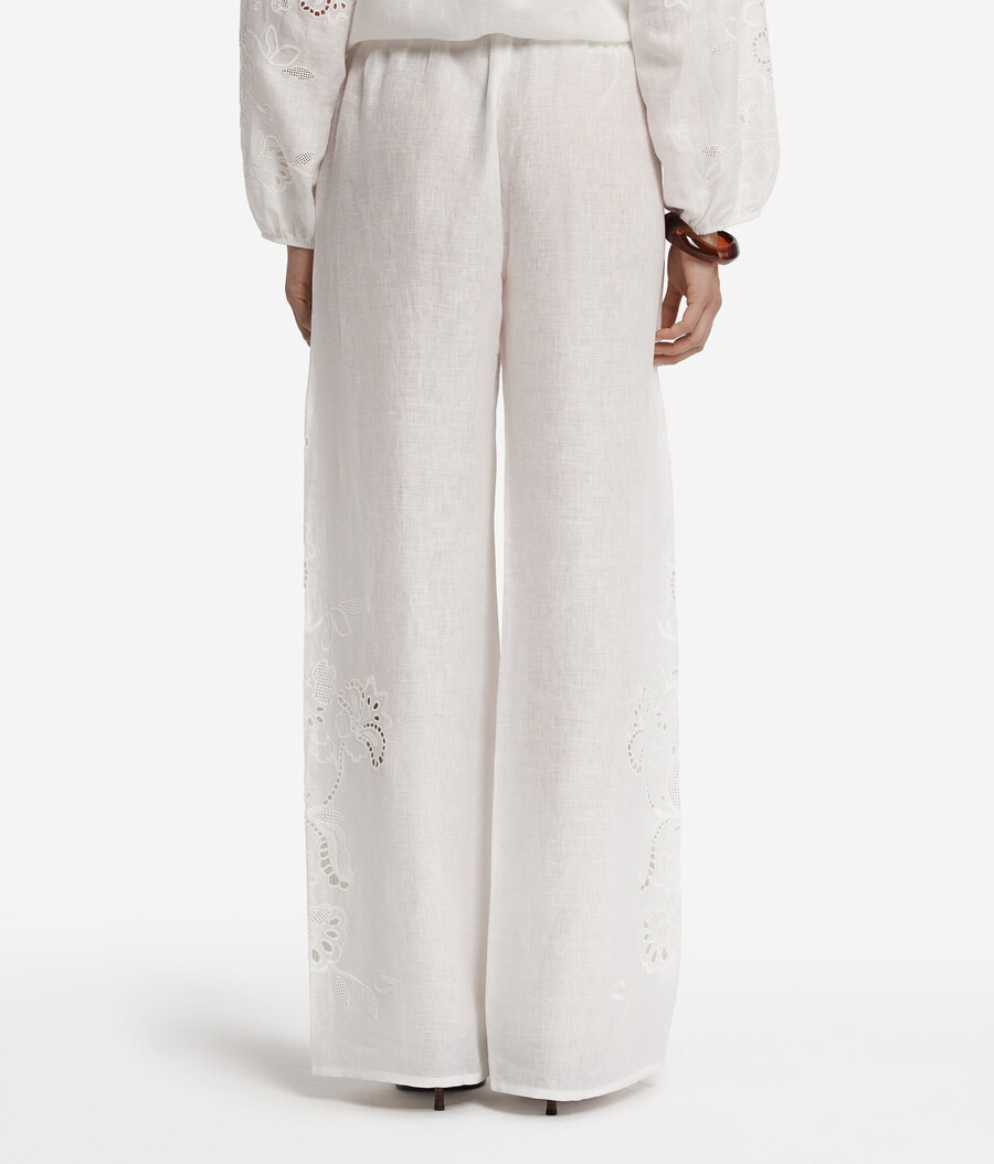 pantalones de lino bordados