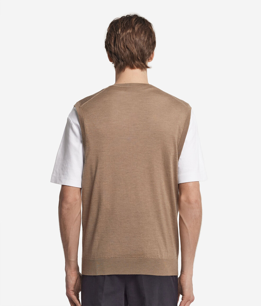 jersey sin mangas de cachemira ultrafina con cuello en v